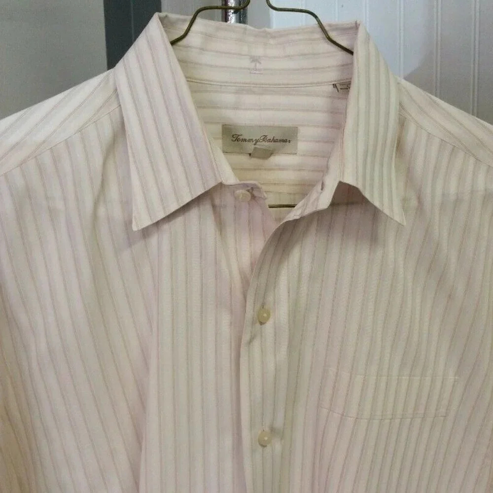 Tommy Bahama Beige Striped Casual Long Sleeve